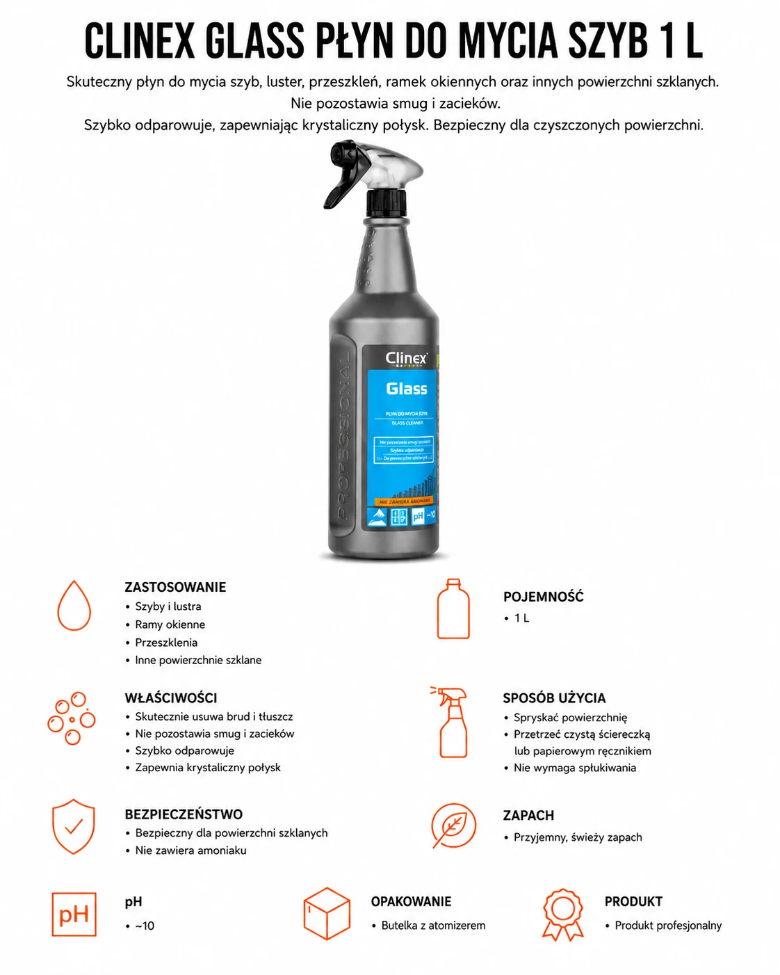 Clinex Glass płyn do mycia szyb 1 L