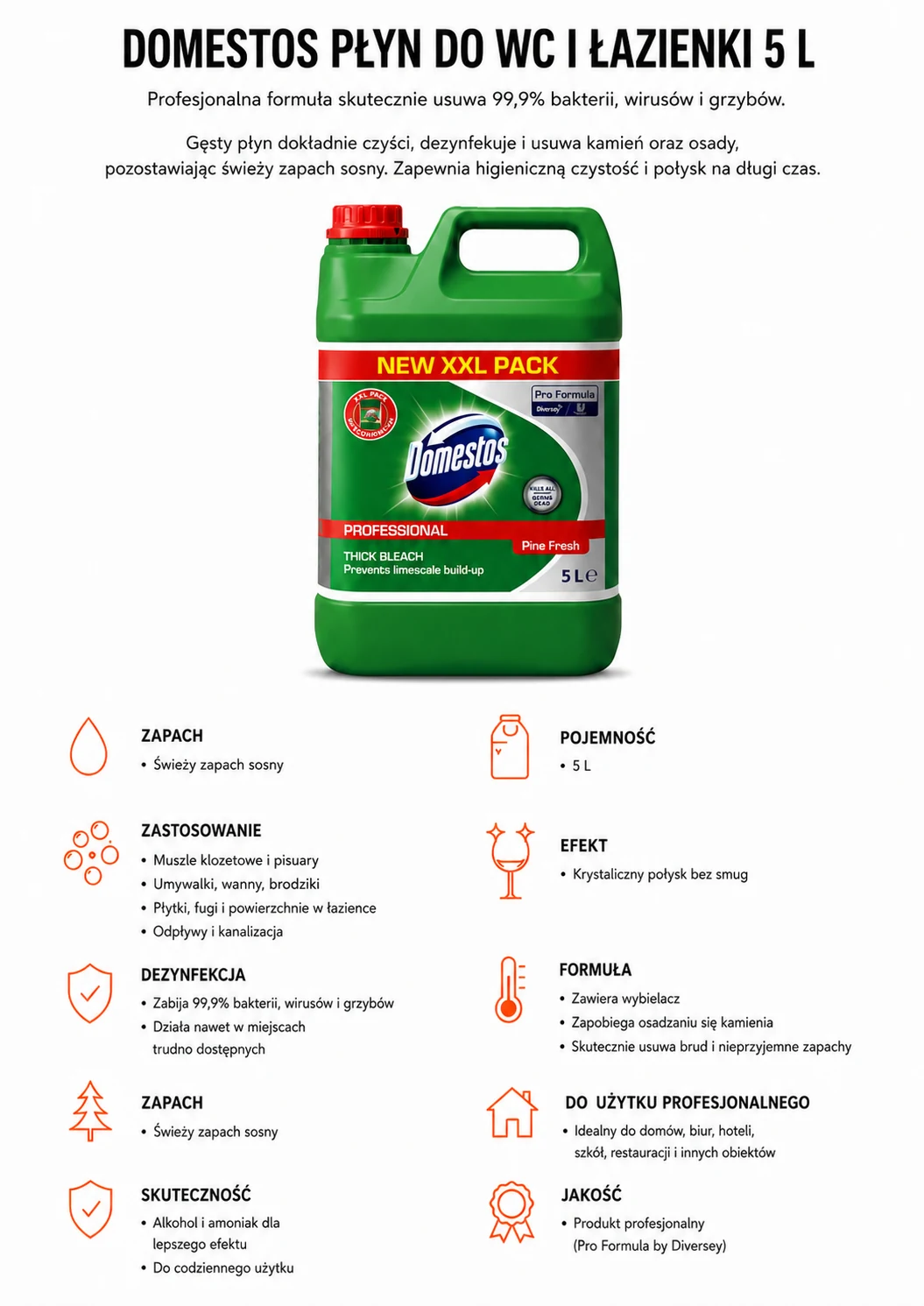 Domestos płyn do łazienek i WC 5 L
