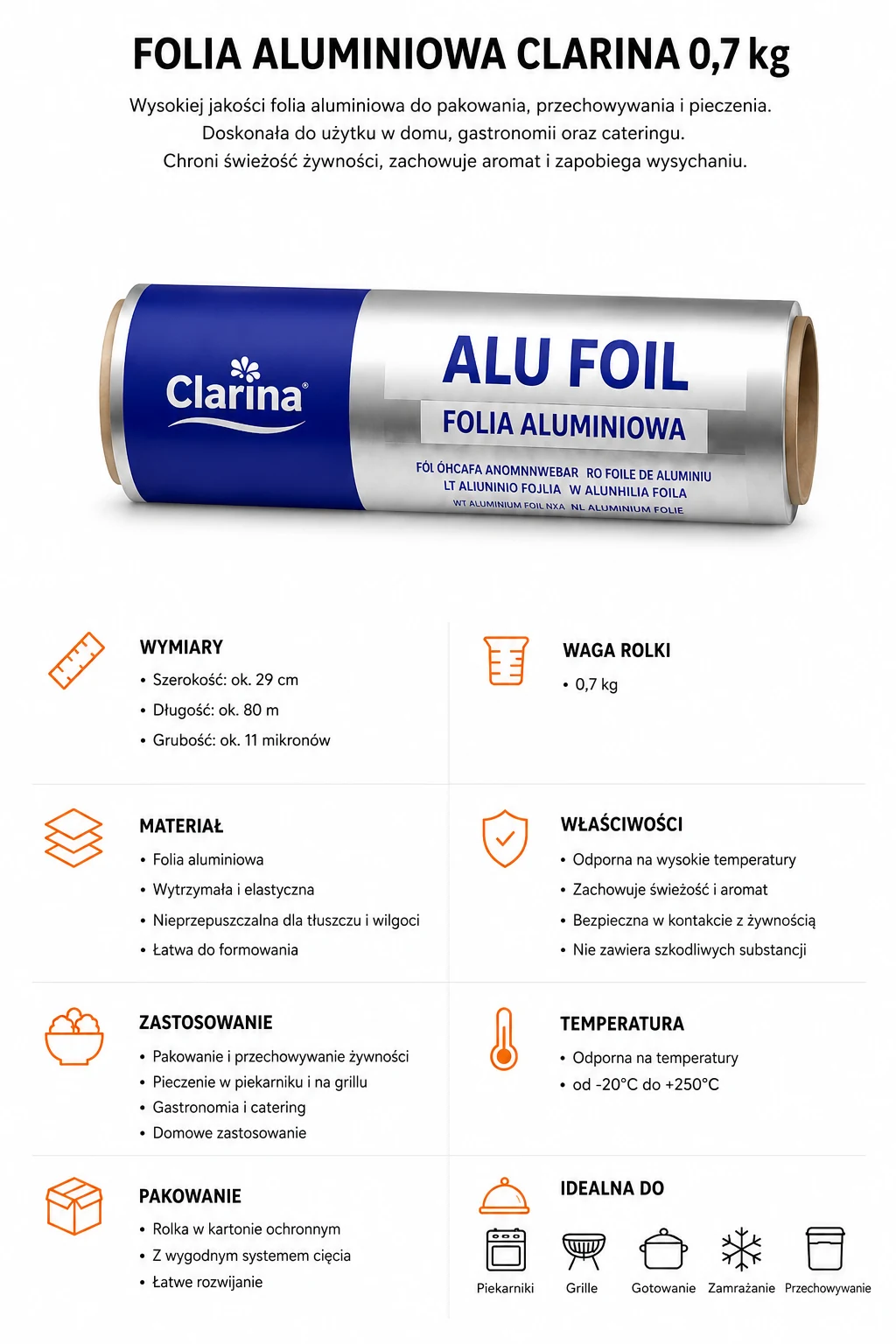 Folia aluminiowa clarina 0,7kg