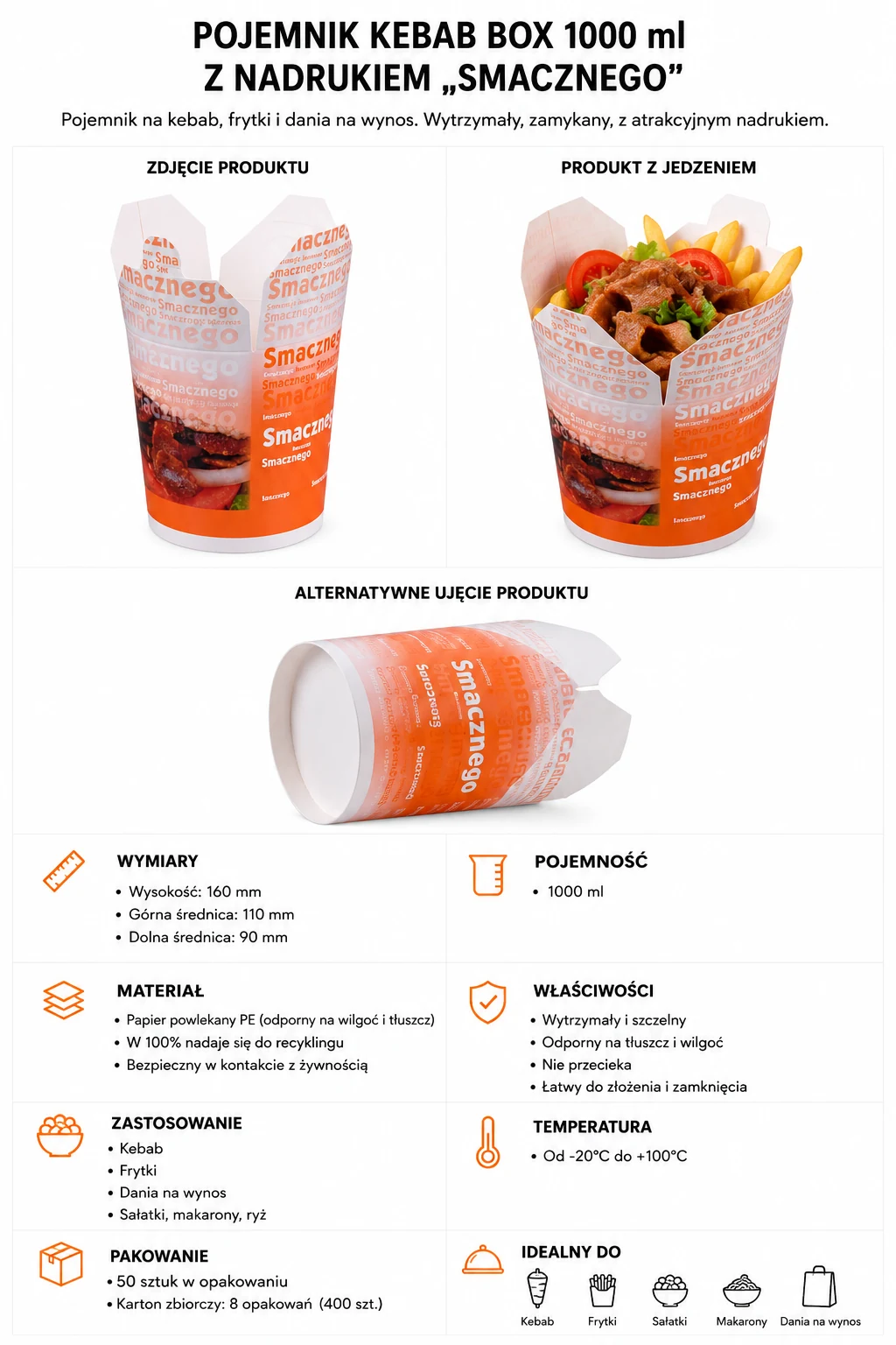 Kebab box kolor 1000ml