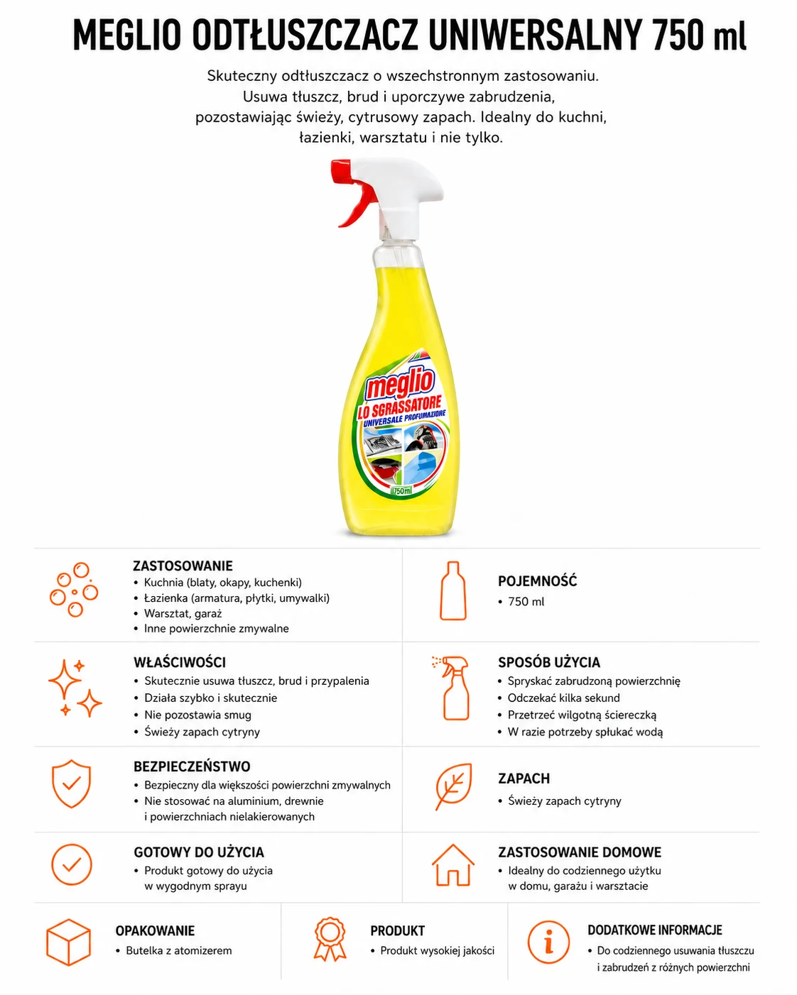 Meglio odtłuszczacz 750ml uniwersal cytryna
