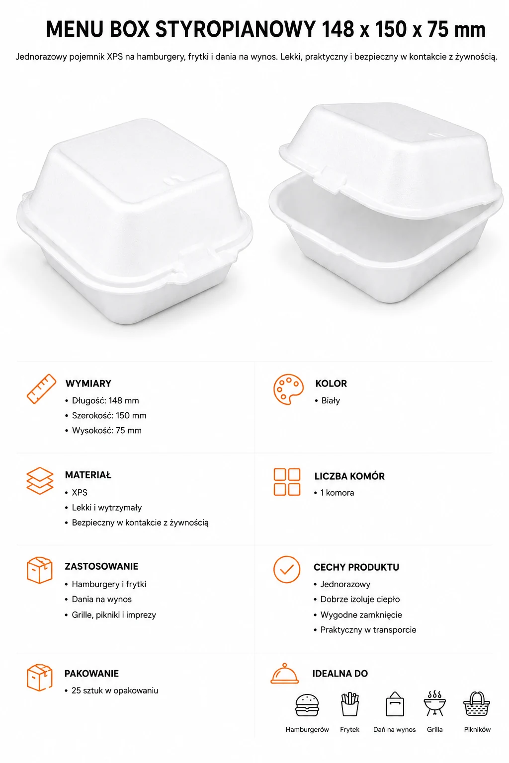 Menu box styropian hamburger 428ml
