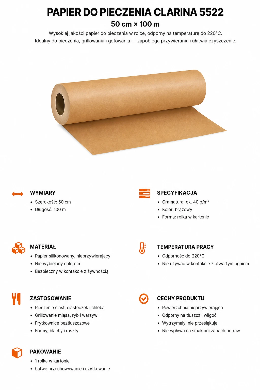 Papier do pieczenia Clarina 100 m