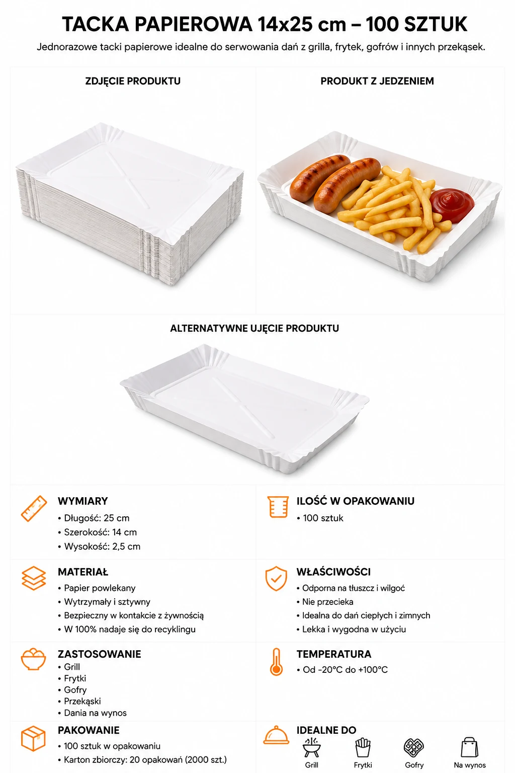 Tacka papierowa 14 × 25 cm